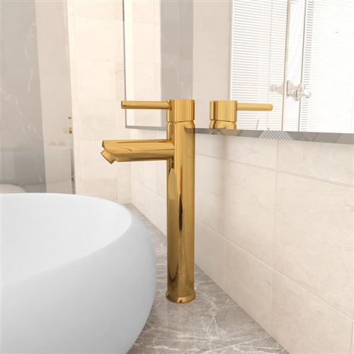 VIDAXL - Mitigeur de lavabo - 12x30 cm - Or - Image 3