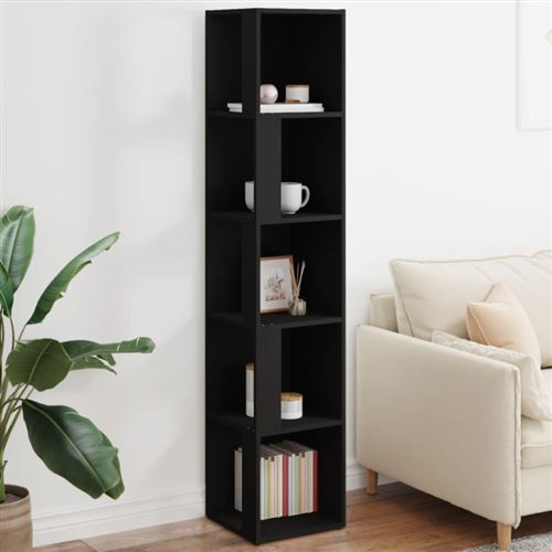 vidaXL Armoire d'angle Noir 33x33x164,5 cm Bois d'ingénierie