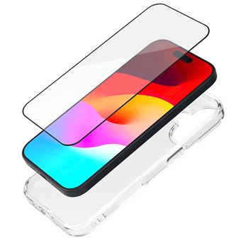BIGBEN Connected - 2 in 1 - achterzijde behuizing voor mobiele telefoon - GRS-gecertificeerd - thermoplastic polyurethaan (TPU) - transparant - met Gehard glas 2.5D screenprotector + SmartFrame - voor Apple iPhone 17 - 1