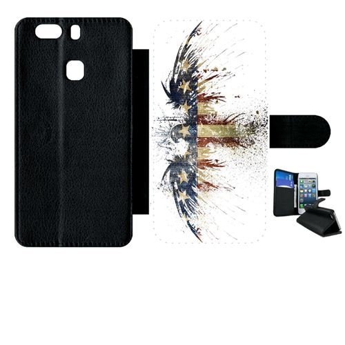 Etui My-Kase pour Ascend P9+ - aigle americain grunge - Simili-cuir Noir