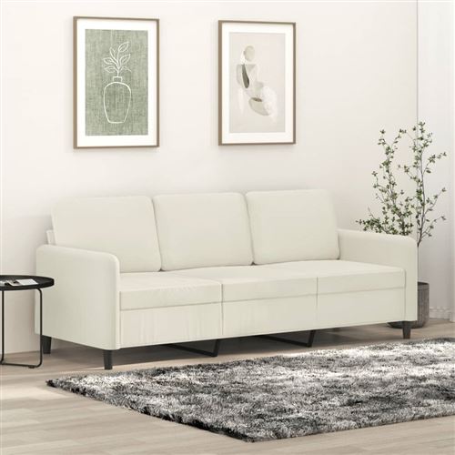Non Communiqué Crème Vidaxl Canapé À 3 Places 180 Cm Velours359460