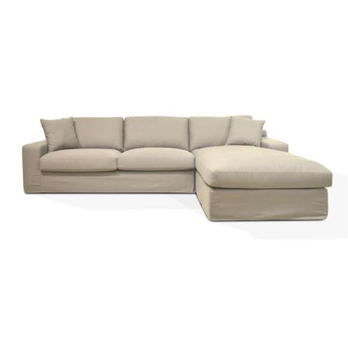 Hexagone - Canape dangle fixe droit - Tissu mastic - L 306 x P 190 x H 82 cm - Street