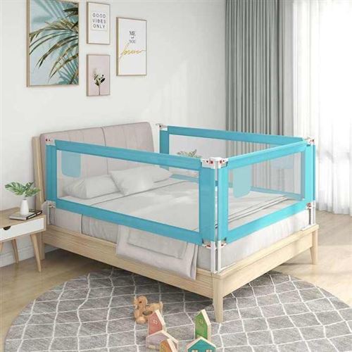 vidaXL Barrière de sécurité de lit d'enfant Bleu 180x25 cm Tissu