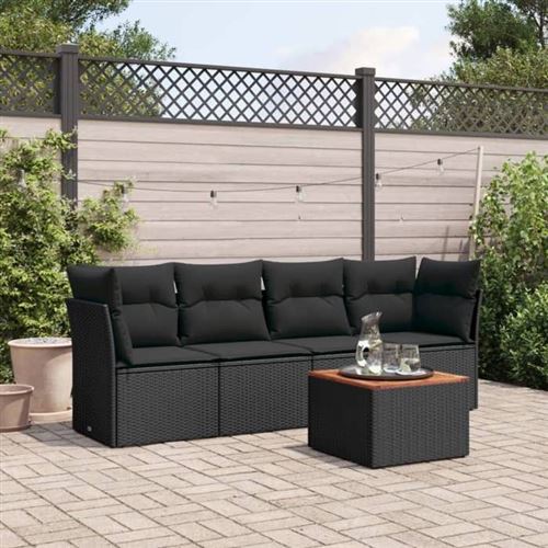 VIDAXL - Salon de jardin modulable - Résine tressée - 4 personnes - Noir - Image 2