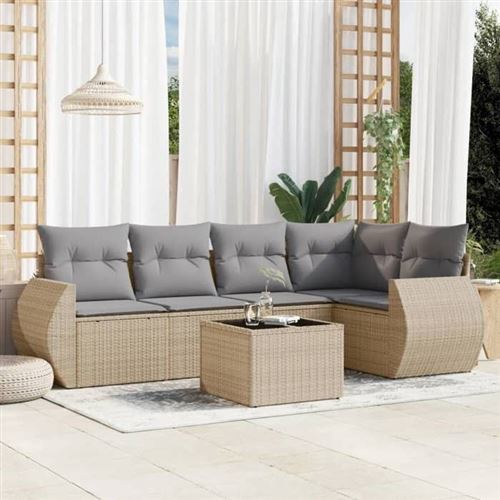 Vidaxl Beige Salon De Jardin 6 Pcs - Image 3