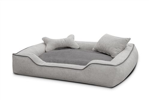 Panier pour chien et chat 100 x 80 cm tissu gris clair et gris - BONNIE