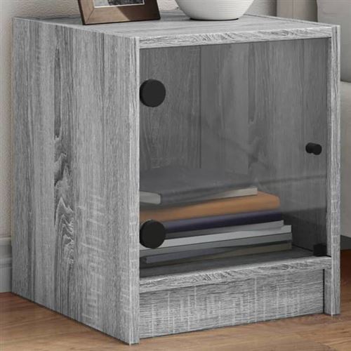 VIDAXL - Table de Chevet - Armoire de Nuit avec Porte en Verre - Rangement Latéral - Image 3