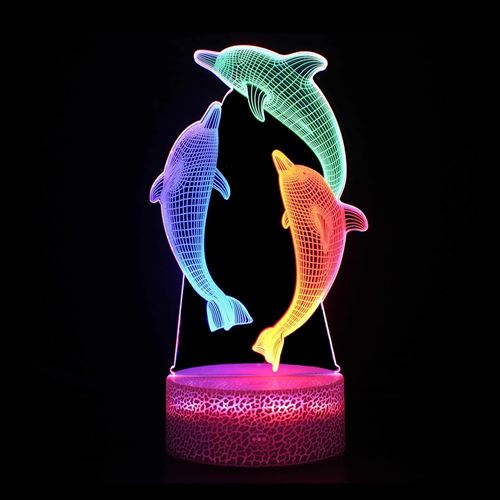 Lampe 3D Tactile RGB Veilleuses Enfant MY869 Dauphin avec Telecommande