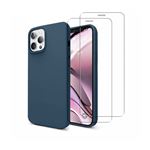 Coque antichoc pour iPhone 12/12 Pro Bleu Marine + 2 protections écran - Evetane®
