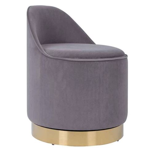 Tabouret Pivotant en Velours "Viktor" 68cm Gris