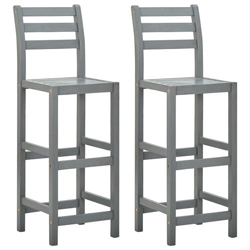 vidaXL Tabourets de bar 2 pcs Gris Bois d'acacia massif