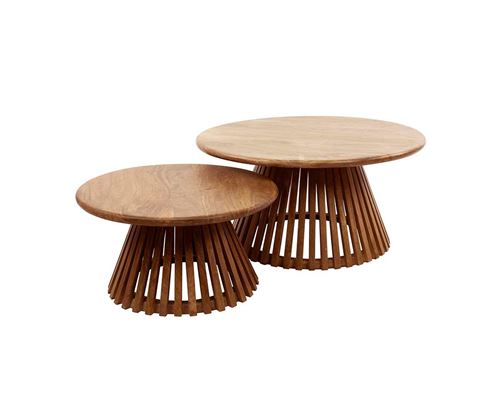 Bestmobilier Kerala - Lot De 2 Tables Basses Gigognes - Bois Massif De Manguier - Bois - Image 2