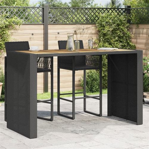 Non Communiqué Noir Vidaxl Table De Bar De Jardin Et Dessus En Bois D'acacia Résine Tressée, Table D'extérieur, Table À Manger De Jardin, 368700