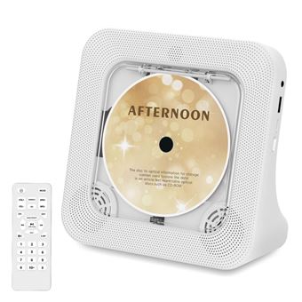 Enceinte Bluetooth sans fil,Aiorber enceinte portable, enceinte Bluetooth de bureau, lecteur CD rétro, blanc - 1