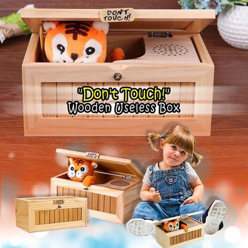 Inutile Box Leave Me Box seul machine en bois Ne pas Tiger Toy cadeau drôle Pealer9015