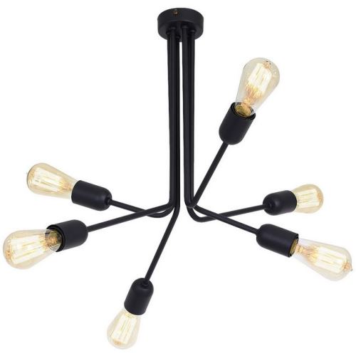 HOMEMANIA Lampe à Suspension Scorpius Black - Lustre - Lustre de plafond - Noir en Métal, 64 x 64 x 51 cm, 6 x E27, 60W