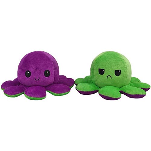 Animal en peluche de Poulpe Réversible Doux 20cm-Violet et vert
