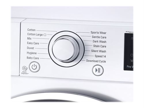LG F14U2TDN0H - Wasmachine - vrijstaand - breedte: 60 cm - diepte: 59 cm - hoogte: 85 cm - voorlader - 8 kg - 1400 tpm - wit