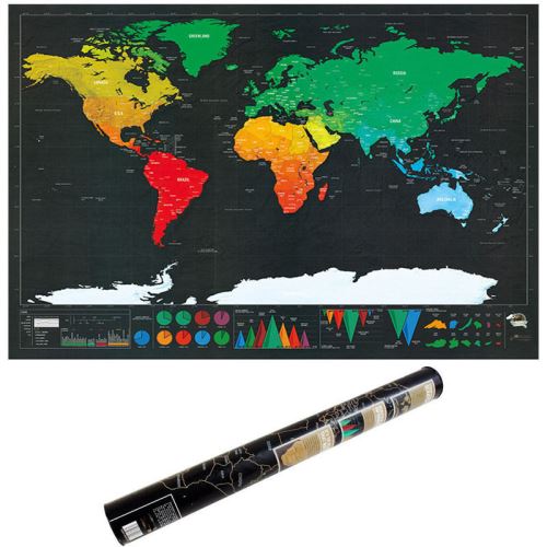 Carte du Monde à Gratter – de Qualité Premium Argent Deluxe Edition -  Poster Planisphère à Gratter Personnalisé 