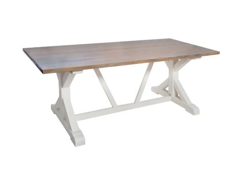 Table de repas en bois coloris naturel / blanc - L. 200 x l. 100 x H. 78 cm -PEGANE-