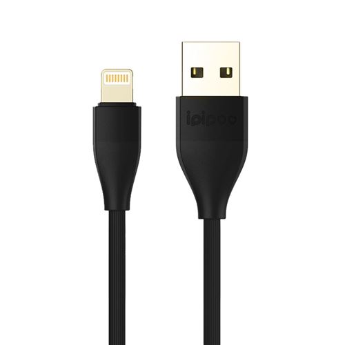 Câble USB vers iPhone iPad 2.4A Charge et Synchro Silicone 1m KP-15 ipipoo Noir