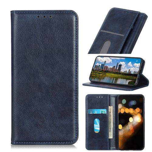 Etui en PU peau de litchi auto-absorbée bleu pour votre Xiaomi Mi 10 Lite 5G/Mi 10 Youth 5G