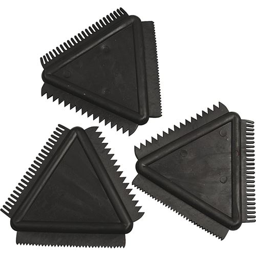 Creotime peignes texturés 9 cm de caoutchouc noir 3 pièces