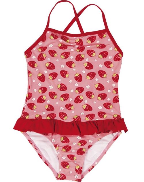 Playshoes maillot de bain résistant aux UV avec des fraises rose