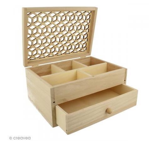 Boîte à bijoux en bois - Motif ajouré - 19,8 x 15 cm