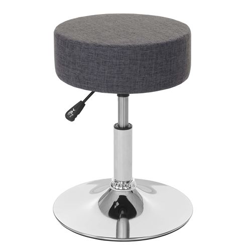 Tabouret MENDLER HWC-C22, hauteur réglable, Ø 35 cm, tissu gris