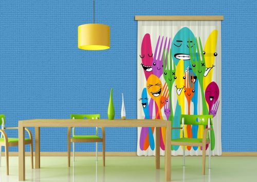 BebeGavroche Spoons & Forks, Rideau imprimé 140x245 cm, 1 Part
