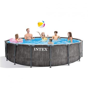 Piscine tubulaire Intex - Ronde - Baltik - 4,57 x 1,22 m - Accessoires inclus - Gris