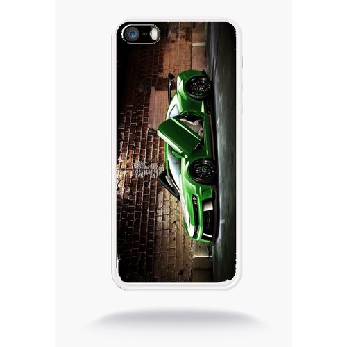 Coque Tuning Voiture Verte Brique Compatible Apple Iphone 5s Silicone Blanc Mat
