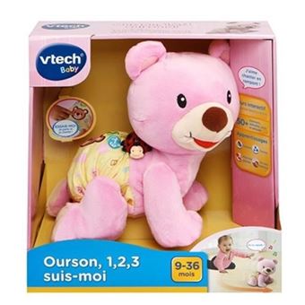 Peluche interactive Vtech Ourson 1 2 3 suis-moi Rose