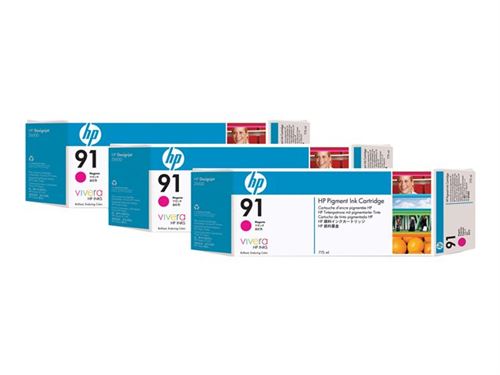 HP 91 3-ink Multipack - pack de 3 - magenta - originale - cartouche d'encre