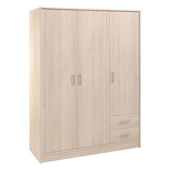 Armoire 3 Portes Et 2 Tiroirs Infinity Acacia L 135 X P 50