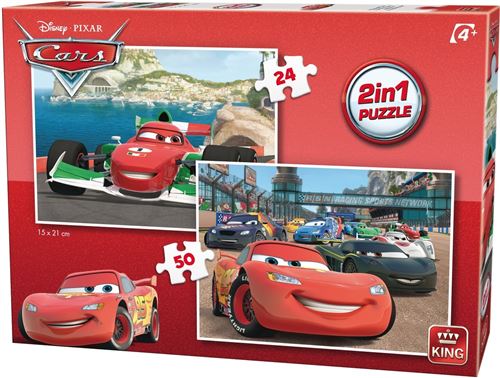 Puzzle 24 Pièces : 2 Puzzles - Cars, King International