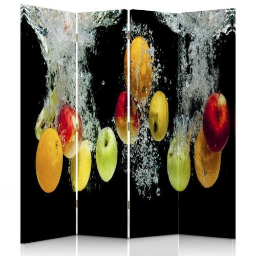 Feeby Paravent pivotant décoratif Toile imprimée 4 panneaux, Pommes Eau 145x150 cm