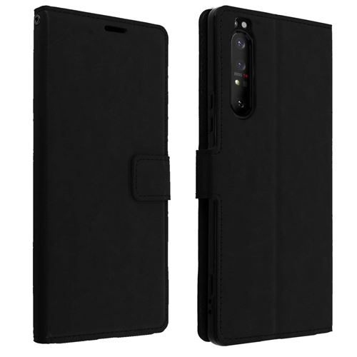 Housse pour Sony Xperia 1 II avec Porte-carte Fonction Support Vintage Noir