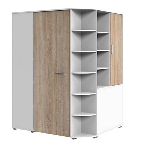 Armoire dressing d'angle VOLVERINE blanc / coloris chêne