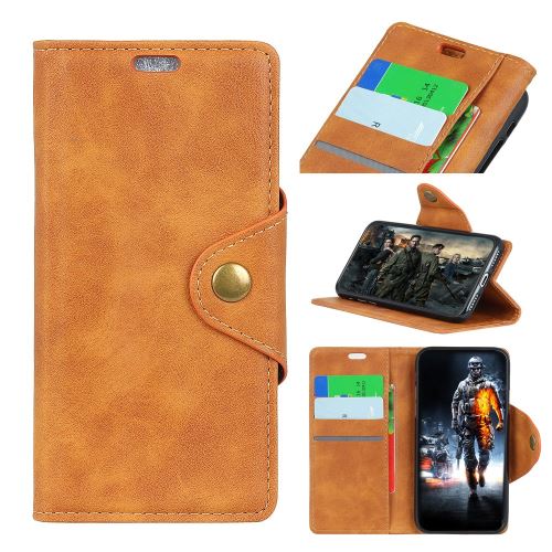 Etui en PU 3 fentes pour cartes de crédit avec support rabattable marron pour votre Samsung Galaxy S10
