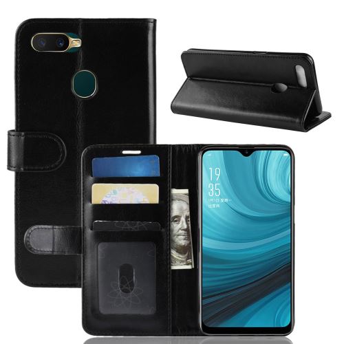 Etui en PU support de cheval fou noir pour votre Oppo A7/AX7