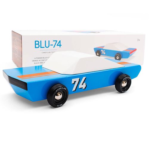 Petites voitures et mini modèles rétro classiques en bois Candylab Americana Véhicules design pour enfants et adultes - Blu74 racer