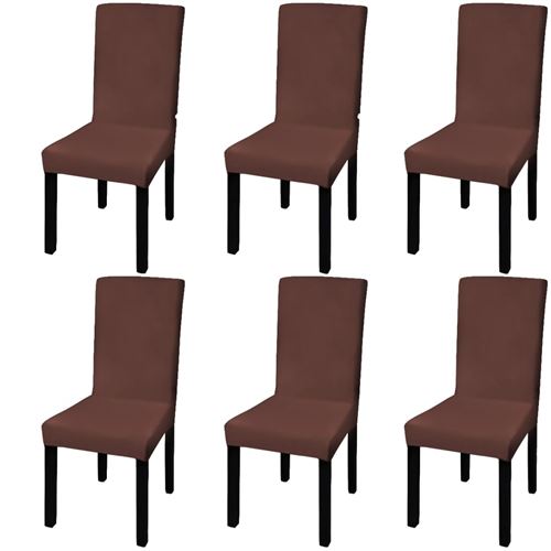 vidaXL Stoelhoes stretch recht bruin 6 st