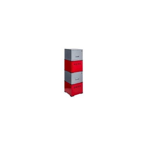 Pierre Henry - Cubes métal 2 portes 2 tiroirs Rouge/Alu