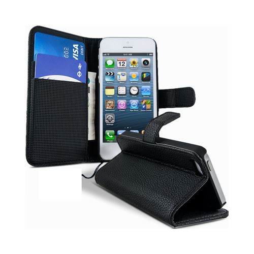 Etui Housse Portefeuille Pour Apple Iphone 4 - 4s - Noir