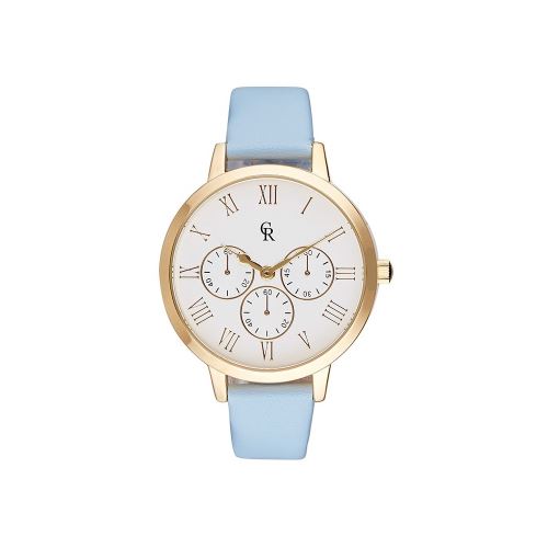 Montre Femme Charlotte Rafaelli Cadran 36mm En Steel Blanc Et Bracelet Turquoise En Cuir Authentique CRB011
