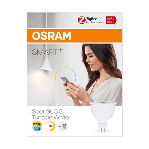 OSRAM Smart+ Spot LED Connectée - Culot GU5.3 - Dimmable - Blanc  Chaud/Froid 2000/6500K - 5W (équivalent 35W) - Zigbee - Compatible Android  &  Alexa - Équipements électriques pour luminaire - Achat & prix