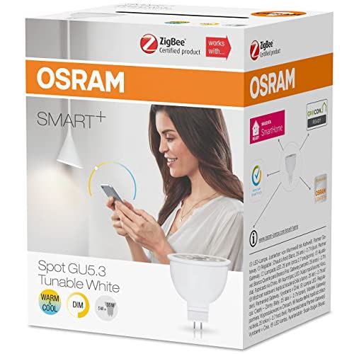 OSRAM Smart+ Spot LED Connectée - Culot GU5.3 - Dimmable - Blanc  Chaud/Froid 2000/6500K - 5W (équivalent 35W) - Zigbee - Compatible Android  &  Alexa - Équipements électriques pour luminaire - Achat & prix