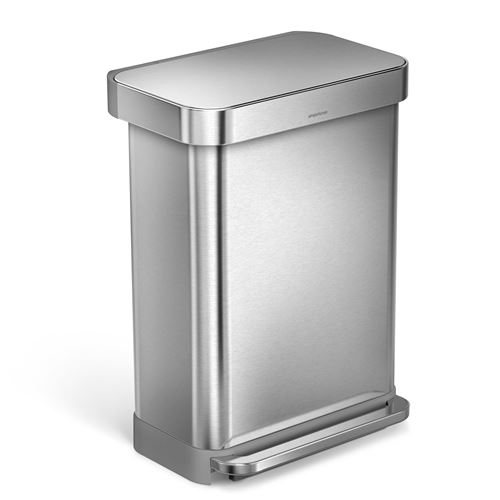 Poubelle rectangulaire à pédale 55L code Q inox - Simplehuman - Argent - Inox